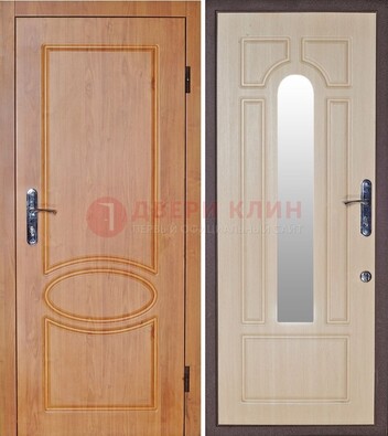 Светлая железная дверь с зеркалом ДЗ-24 в Тамбове