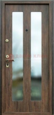 Коричневая железная дверь с зеркалом ДЗ-28 в Тамбове