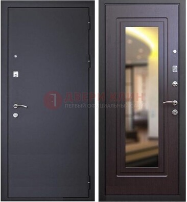Черная железная дверь с зеркалом ДЗ-30 в Тамбове