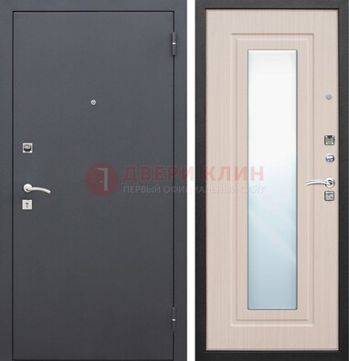 Черная входная дверь с зеркалом МДФ внутри ДЗ-31 в Тамбове