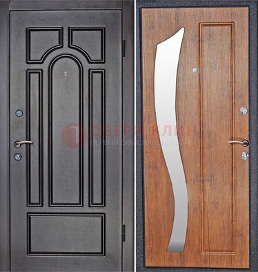 Темная железная дверь с зеркалом ДЗ-35 в Тамбове