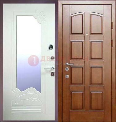 Коричневая железная дверь с зеркалом ДЗ-39 в Тамбове