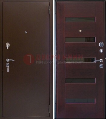 Темная железная дверь с зеркалом ДЗ-42 в Тамбове