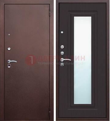 Коричневая металлическая дверь с зеркалом ДЗ-43 в Тамбове