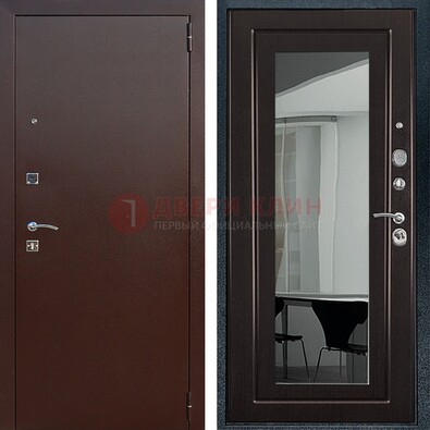 Металлическая дверь с порошковым напылением с МДФ и зеркалом ДЗ-61 в Тамбове