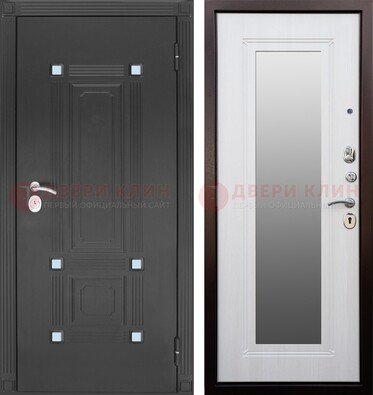 Стальная черная дверь МДФ с зеркалом ДЗ-76 в Тамбове