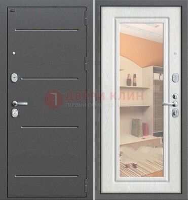 Серая металлическая дверь с зеркалом ДЗ-7 в Тамбове