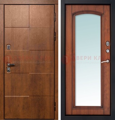 Белая филенчатая дверь с фрезерованной МДФ и зеркалом ДЗ-81 в Тамбове