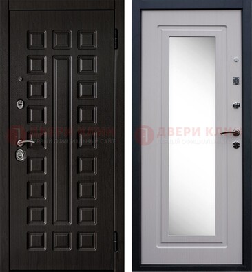 Черная филенчатая металлическая дверь МДФ с зеркалом ДЗ-83 в Тамбове