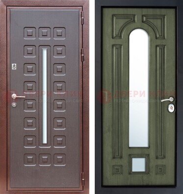 Металлическая серая дверь с порошковым покрытием и МДФ Венге с зеркалом ДЗ-84 в Тамбове