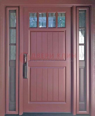 Входная дверь с массивом с фрамугами и витражом ВЖ-19 в Тамбове