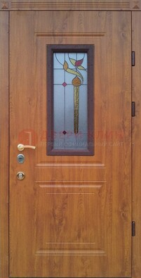 Железная дверь с МДФ и витражом ВЖ-24 в Тамбове